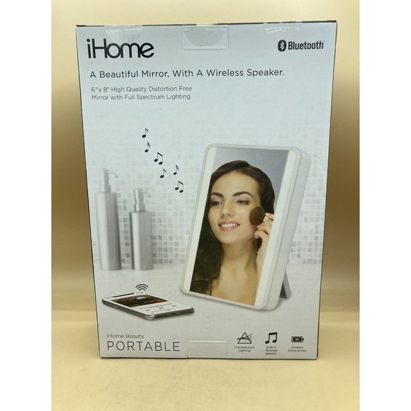 iHome Portable Vanity Mirror with Bluetooth Audio LED Lighting NEW - Picture 10 of 12
